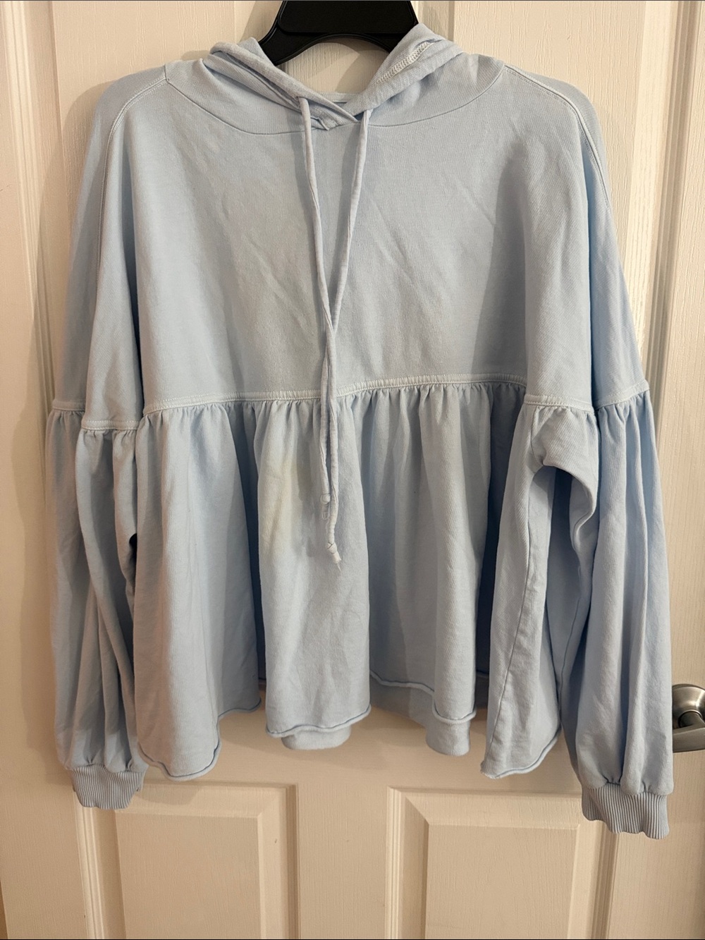 aerie Light Blue Peplum Pullover Hoodie